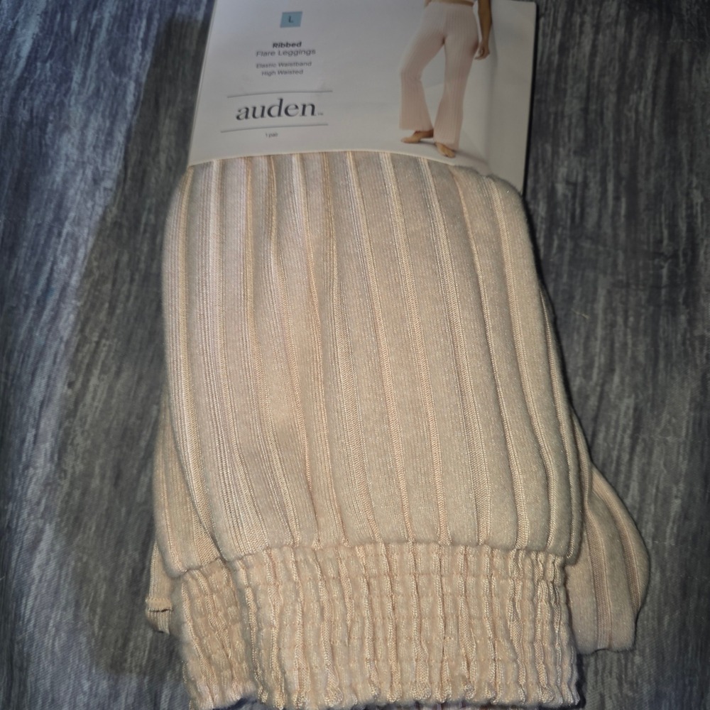 Auden Women Ribbed Flare Leggings Sleepy Rose High Waisted Large 12-14 New